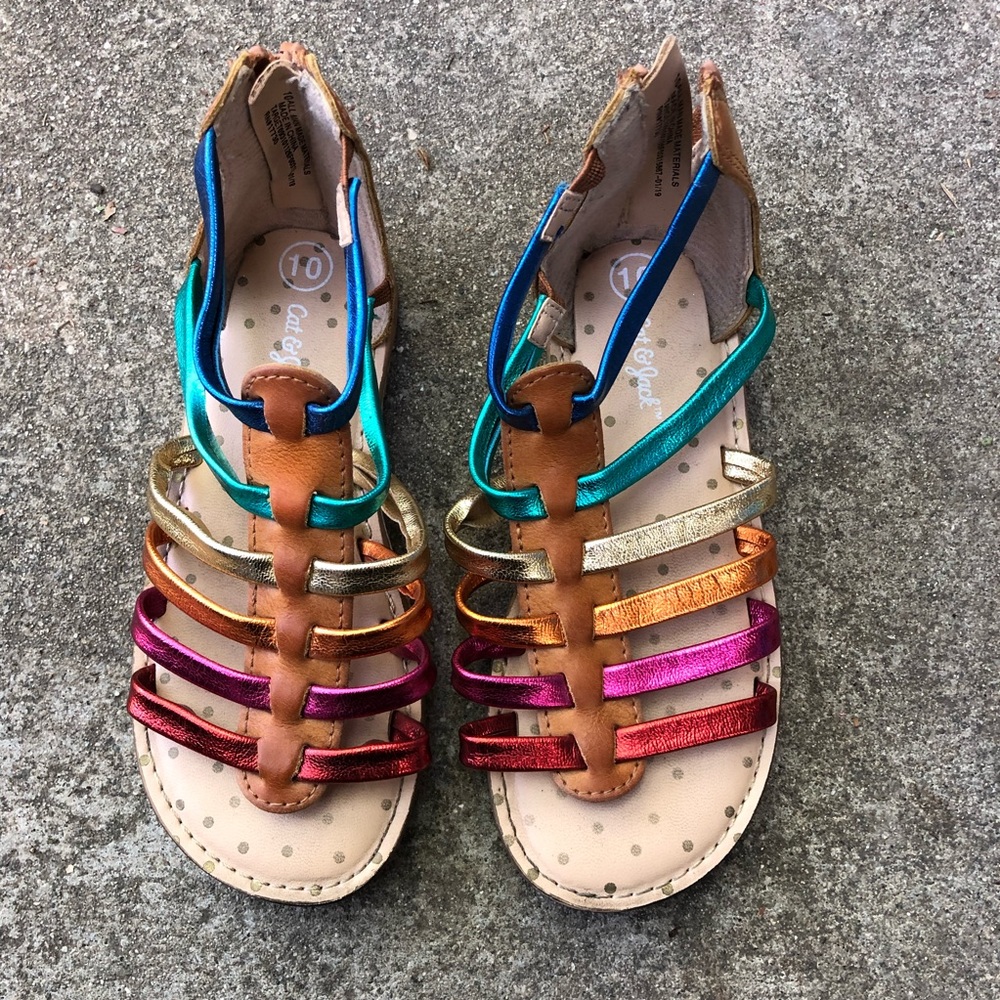 Cat & Jack girls strappy rainbow sandals- size 10